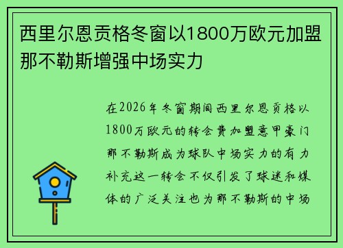 西里尔恩贡格冬窗以1800万欧元加盟那不勒斯增强中场实力